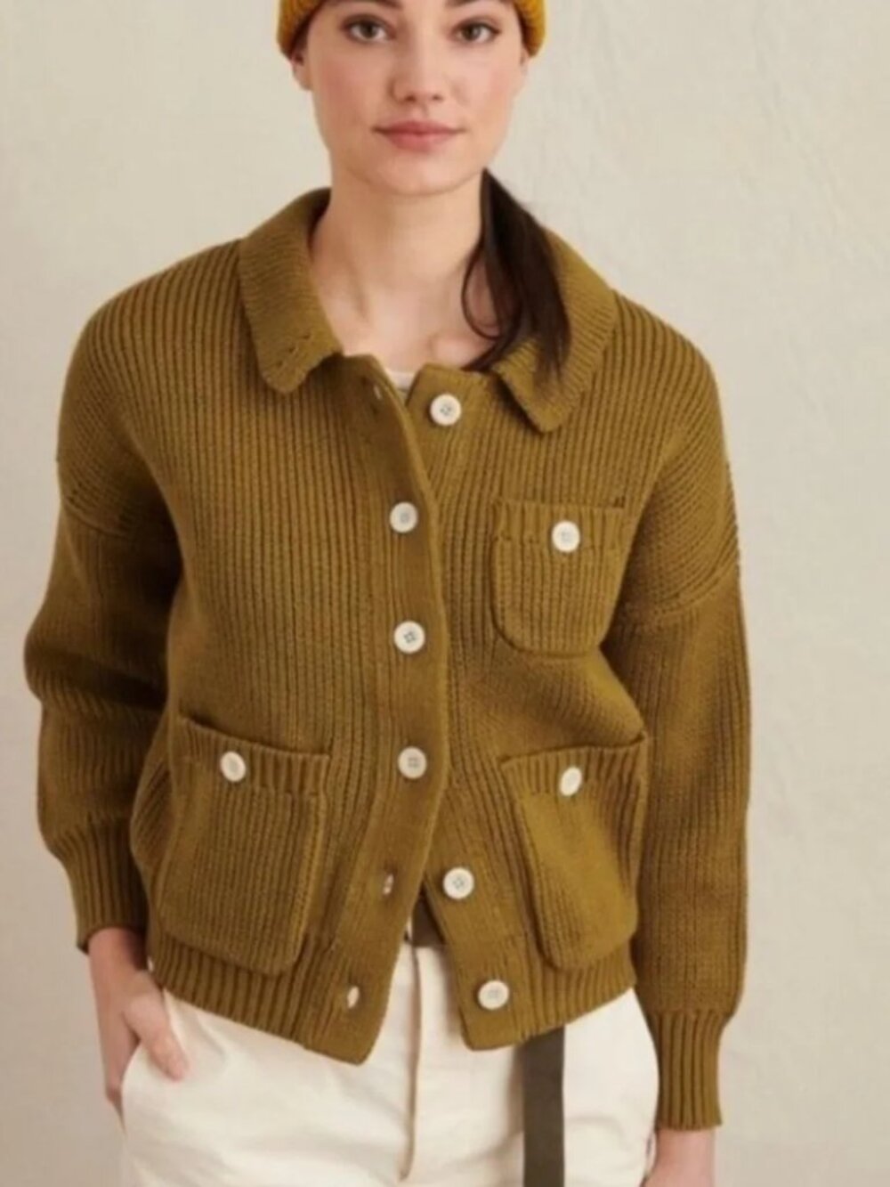 ALEX MILL Parker Cardigan Sweater Womens XS Collared Button Knit Pockets